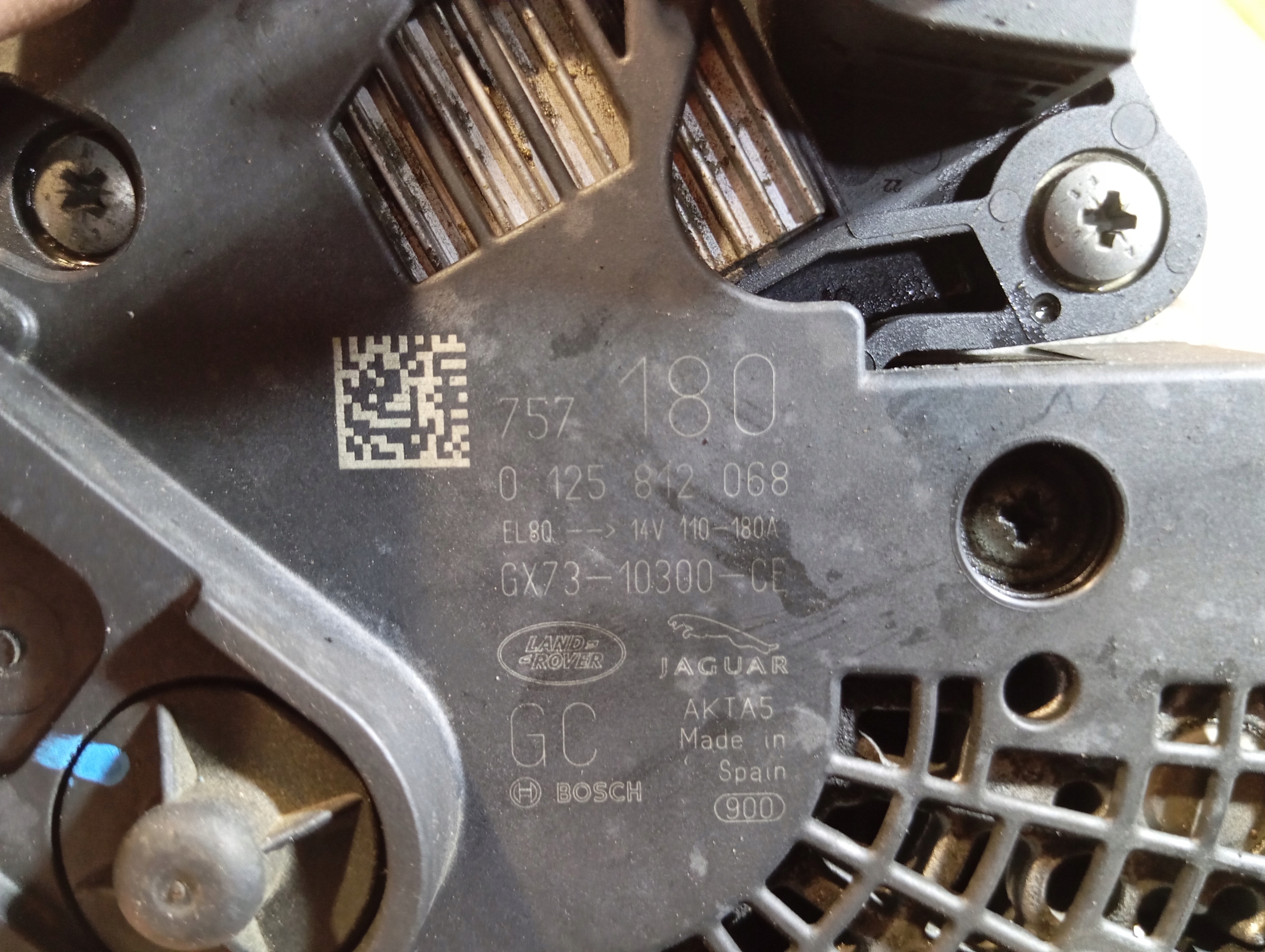 ALTERNATOR JAGUAR F-PACE RANGE ROVER VELAR 2.0 D 0125812068