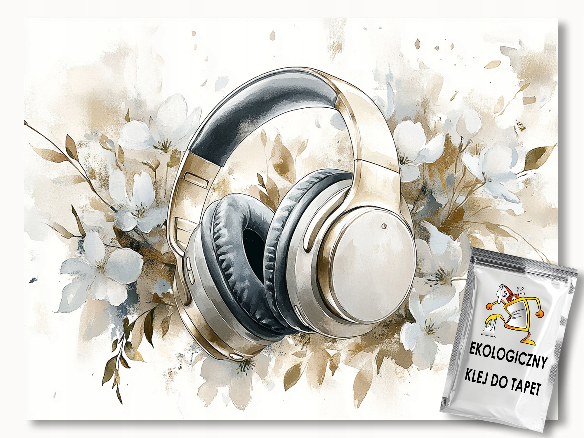 Fototapeta Flizelina Hudba Sluchátka Květiny Glamour Boho 300x210 155g