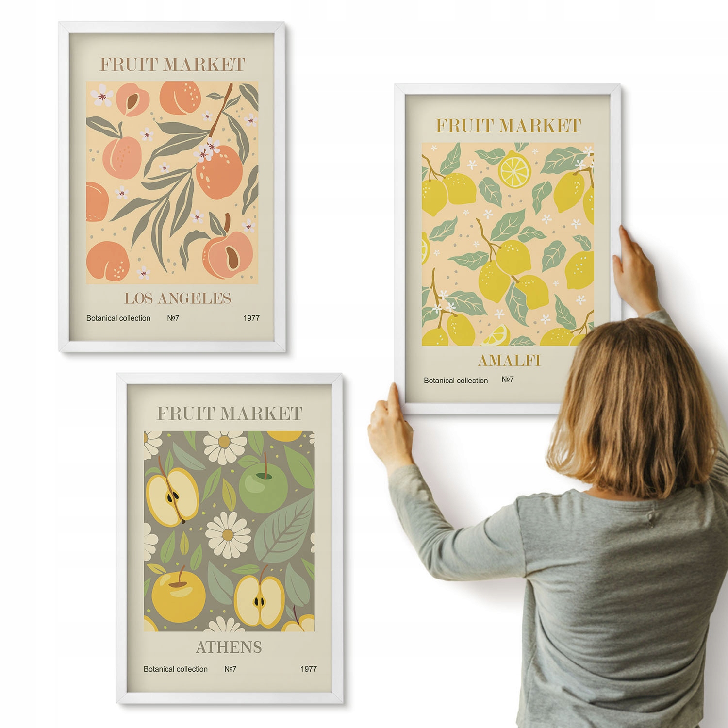Vícedílná sada 3 obrazů 40x60 cm Sada ovocných retro vzorů posterů