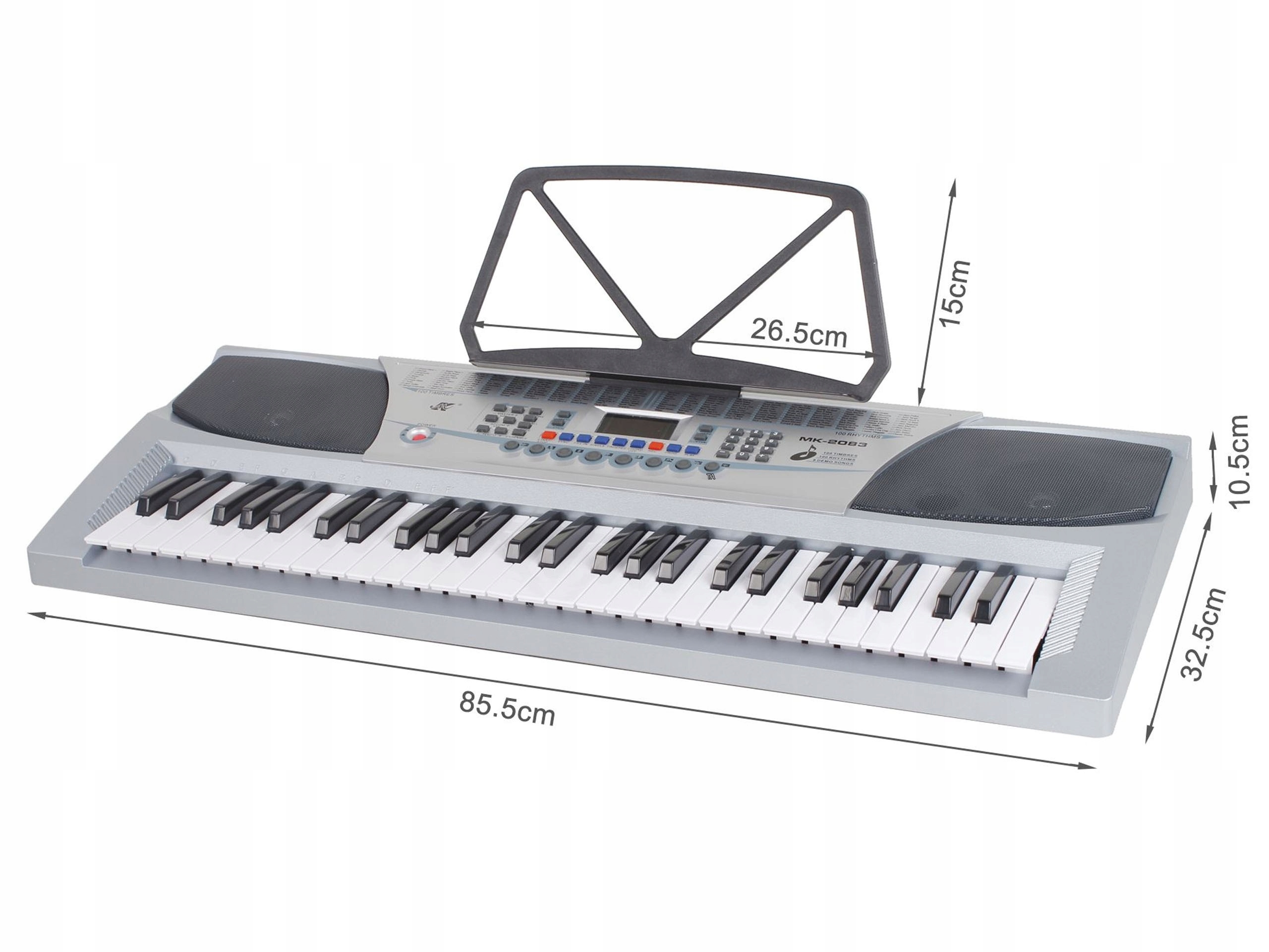 DUŻY KEYBOARD ORGANY PIANINO MK-2083 LCD 54 KEY STOJAK NUTY MIKROFON Model MK-2083
