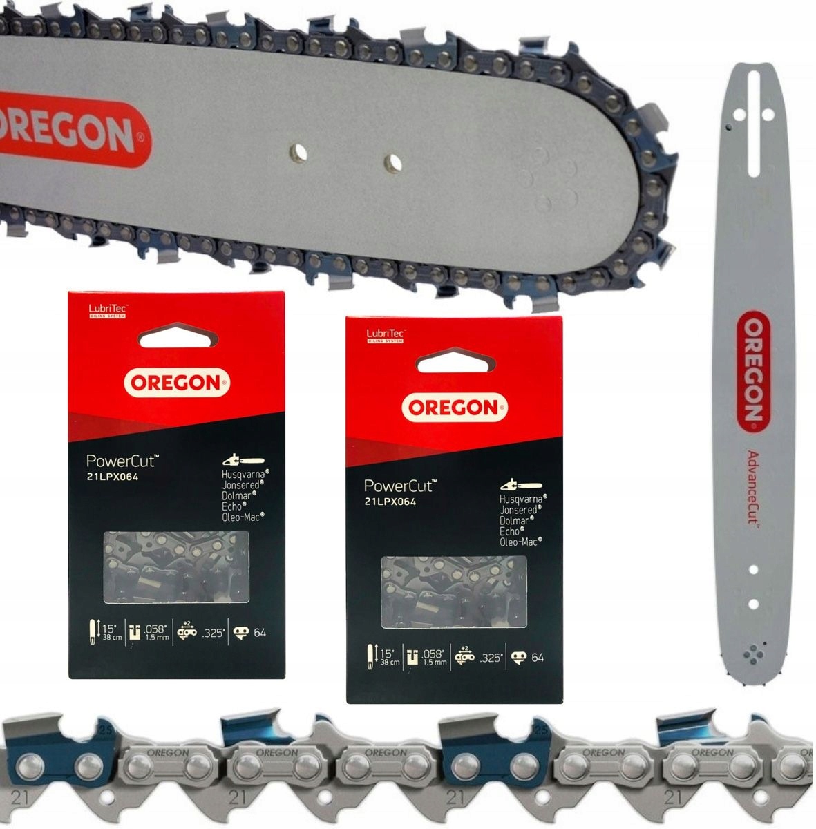 Prowadnica Oregon K095 15 ,325 1,5MM 64OG Do Husqvarna Makita 2X Łańcuch