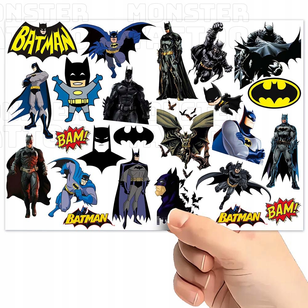 TATUAŻE ZMYWALNE WODNE DLA DZIECI DZIECIĘCE BATMAN WZORY SUPER JAKOŚĆ