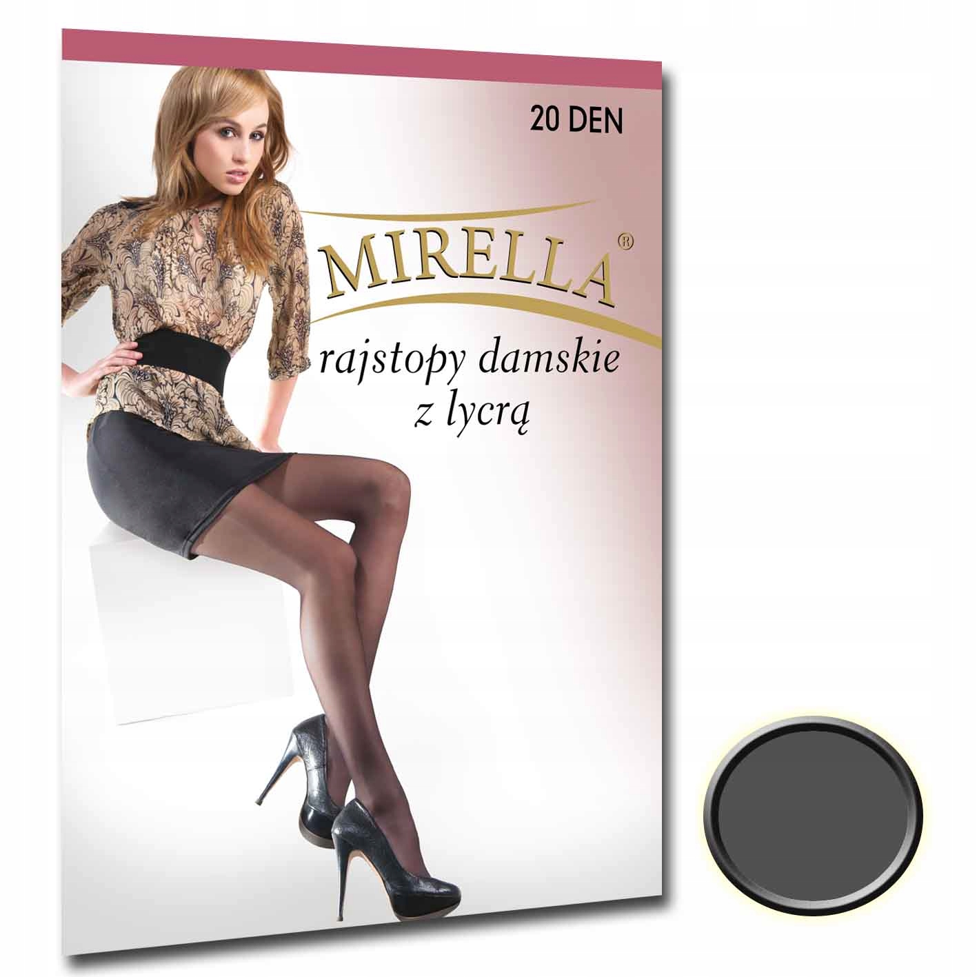 

Mirella Rajstopy damskie Lycra 20 den 2 Grafit