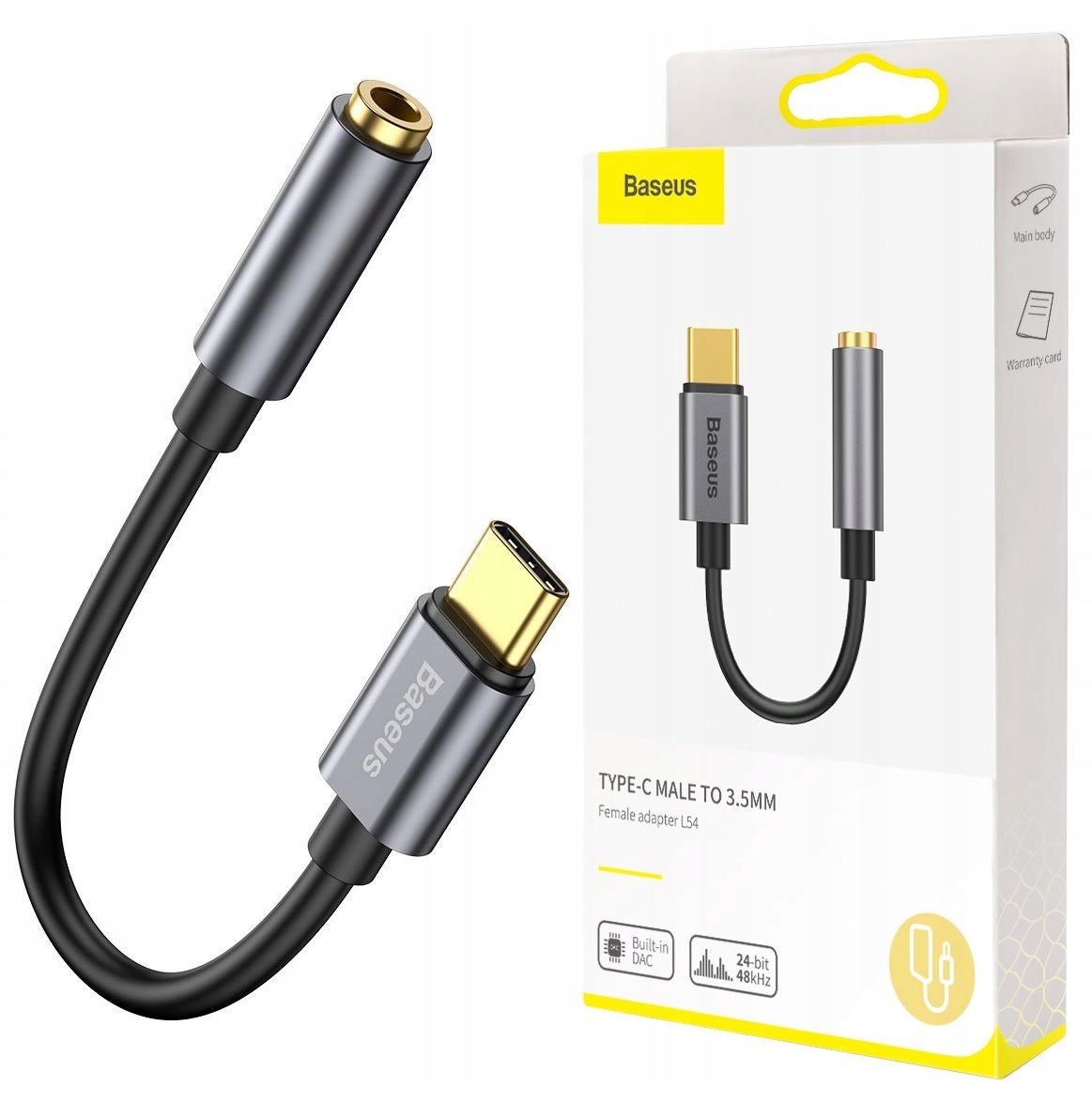 Przejściówka Baseus Aux jack 3,5mm do Usb-c Adapter do Słuchawek Głośników