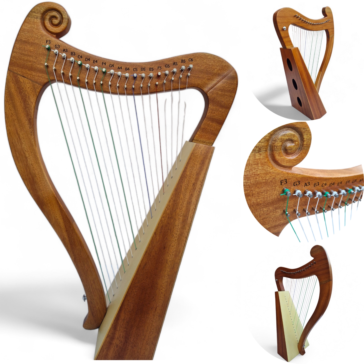 Keltská harfa 19strunná Retro klíč Lyra Citera Arpa lirová 19tónová
