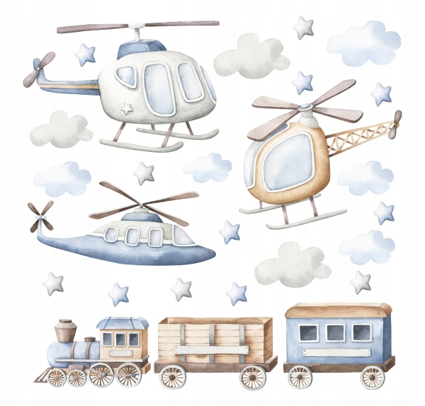 

Boys World Helikoptery Ciuchcia Naklejki Na Ścianę