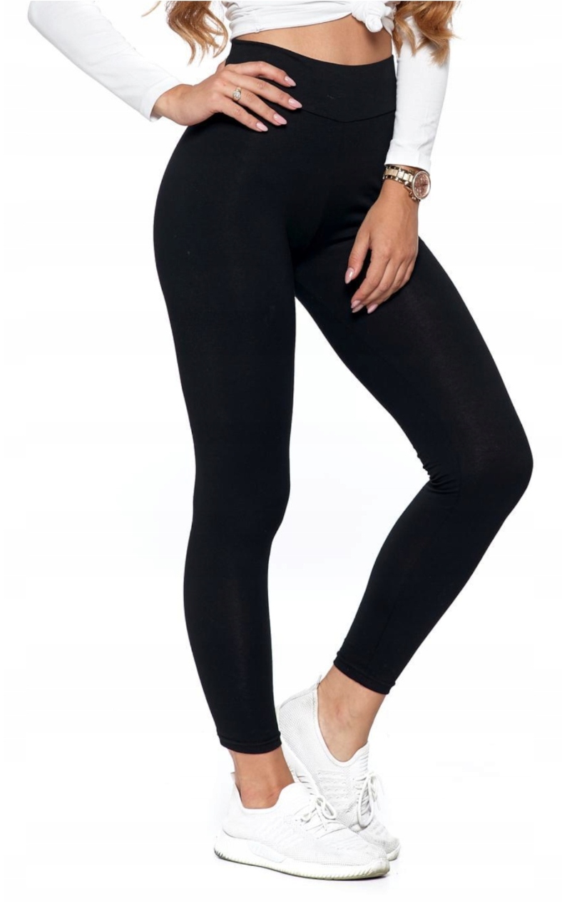 Legginsy z Wysokim Stanem KRYJĄCE Czarne Klasyczne Getry Fit Sportowe MORAJ Marka Moraj
