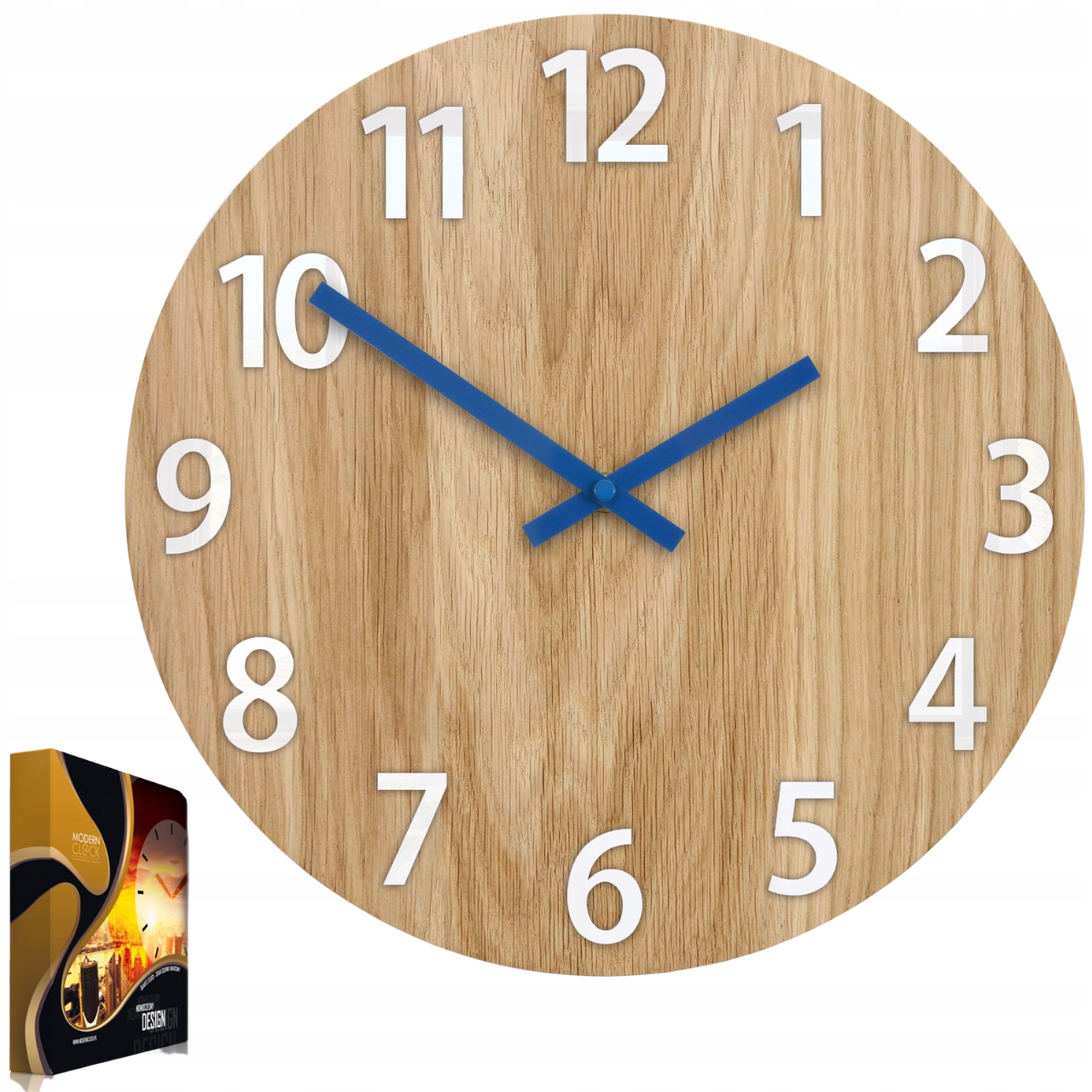 Nástěnné hodiny dřevěné dubové akrylové Amadeus Wood Black Kulatý
