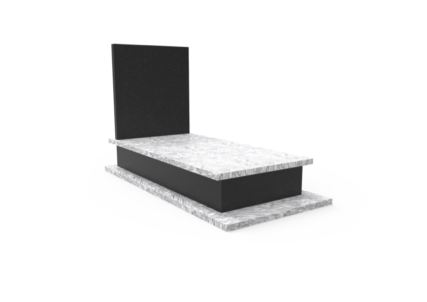 Moderní granitový náhrobek Jednoduchý památník Bílo-černý