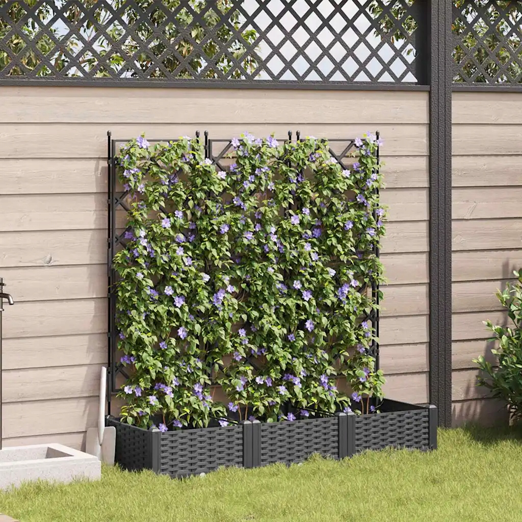 vidaXL Zahradní pěstebník 3 pcs Černá 120 x 40 x 125,5 cm Ocel