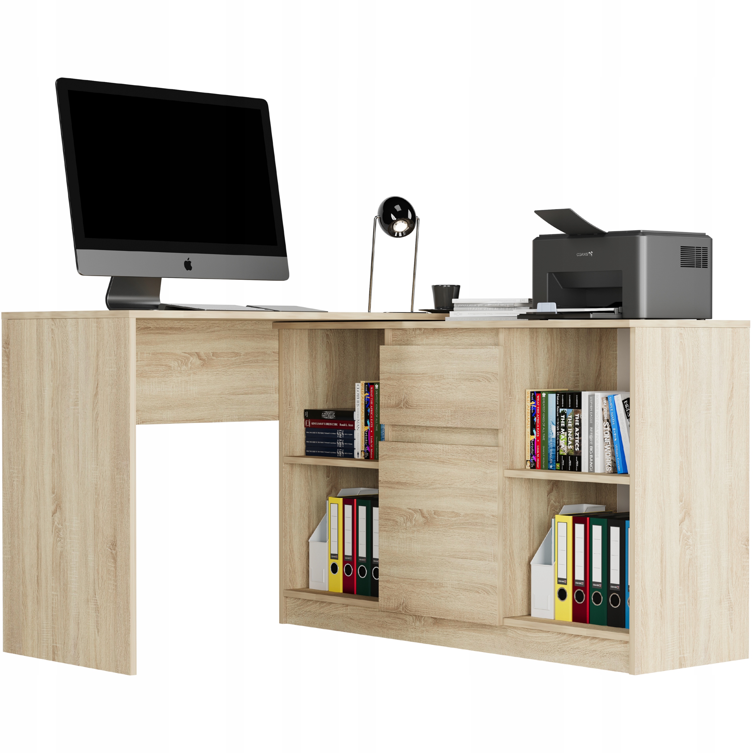 Biurko narożne i komoda zestaw 120cm sonoma N14