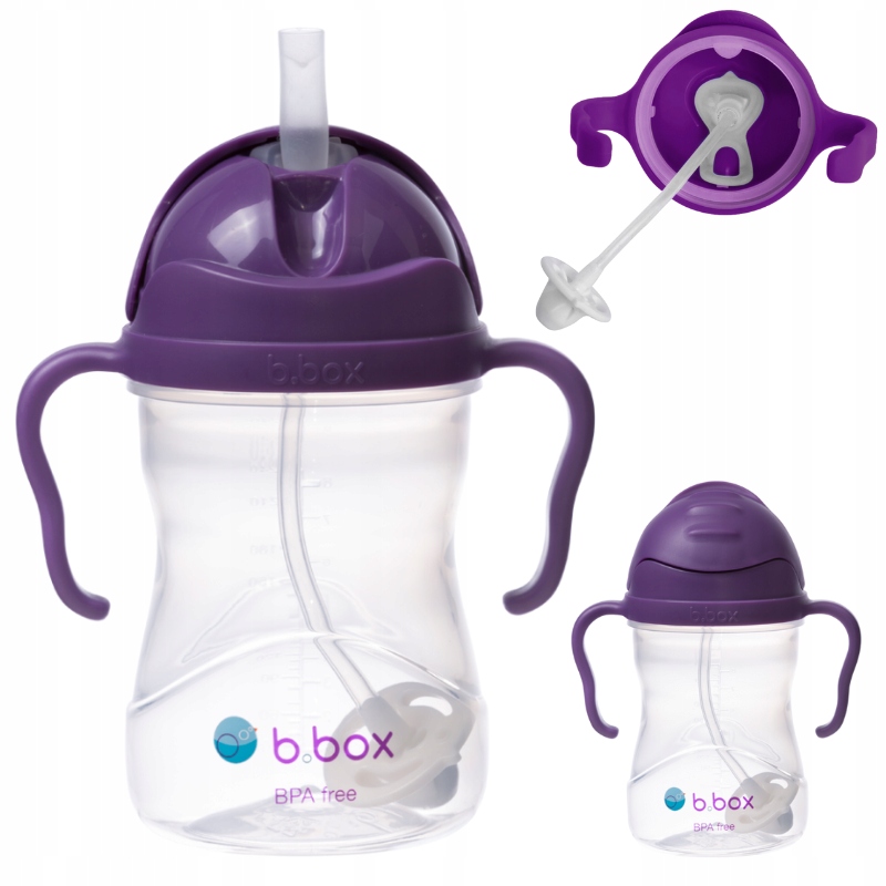 B.BOX BIDON ze słomką 240 ml KUBEK pojnik BUTELKA dla dzieci - WINOGRONOWY