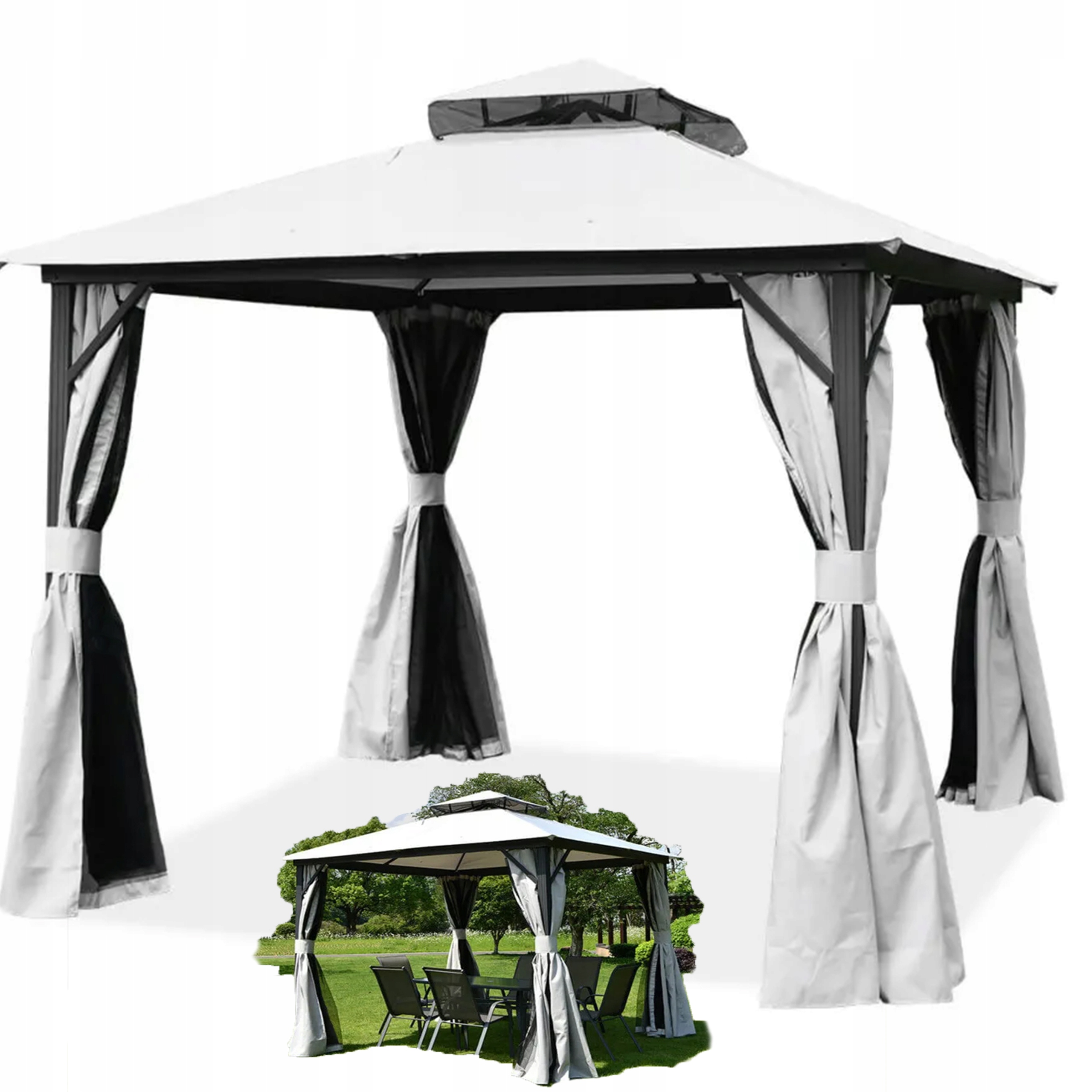 Stan Zahradní pavilon Altán Vancouver 3x3 m moskytiéra s pevnou stěnou