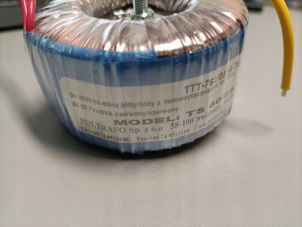 Transformator toroidalny TS 60/25-1 25V 25,7V 60VA Zasilacz 28V 1,5A 50WZN Symbol TS 60/25-1