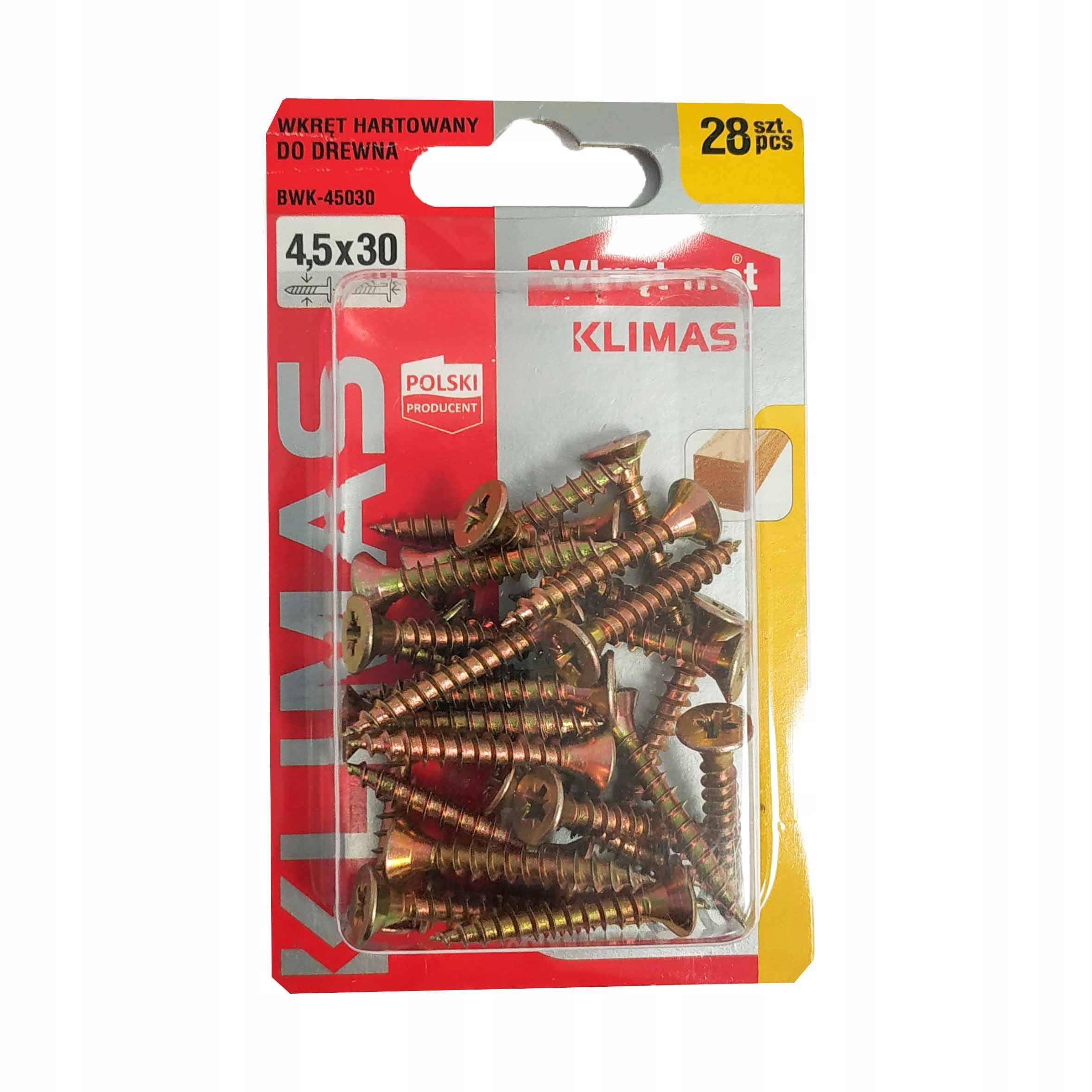 

Wkręty hartowane konfirmaty do drewna 4.5x30 28szt