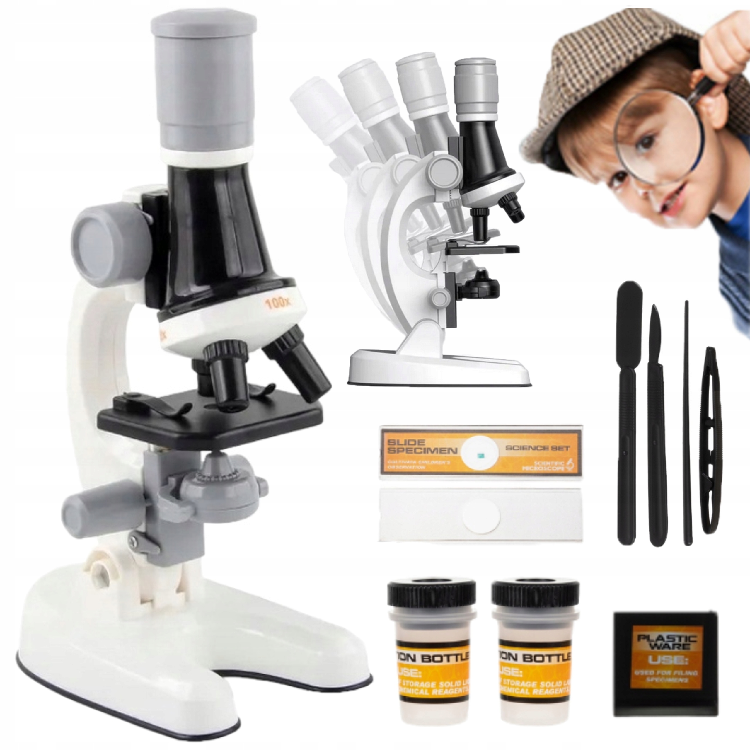 MIKROSKOP DLA DZIECI CYFROWY LUPA PRZYBLIŻENIE 1200X ZESTAW + AKCESORIA