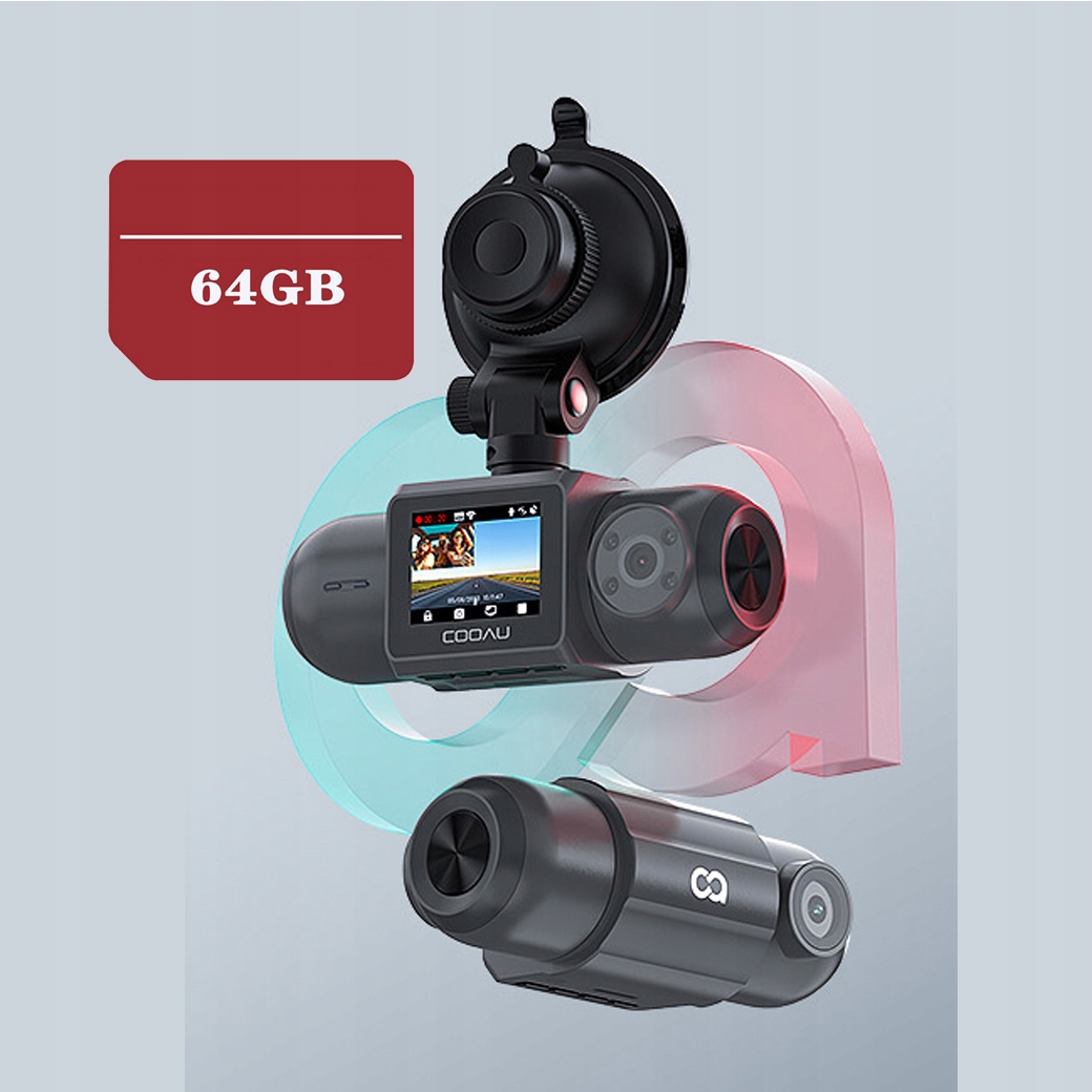 Videorekordér Jízdy 4K Wifi Dual Gps Zpětná Kamera 64 Gb Karta Aplikace