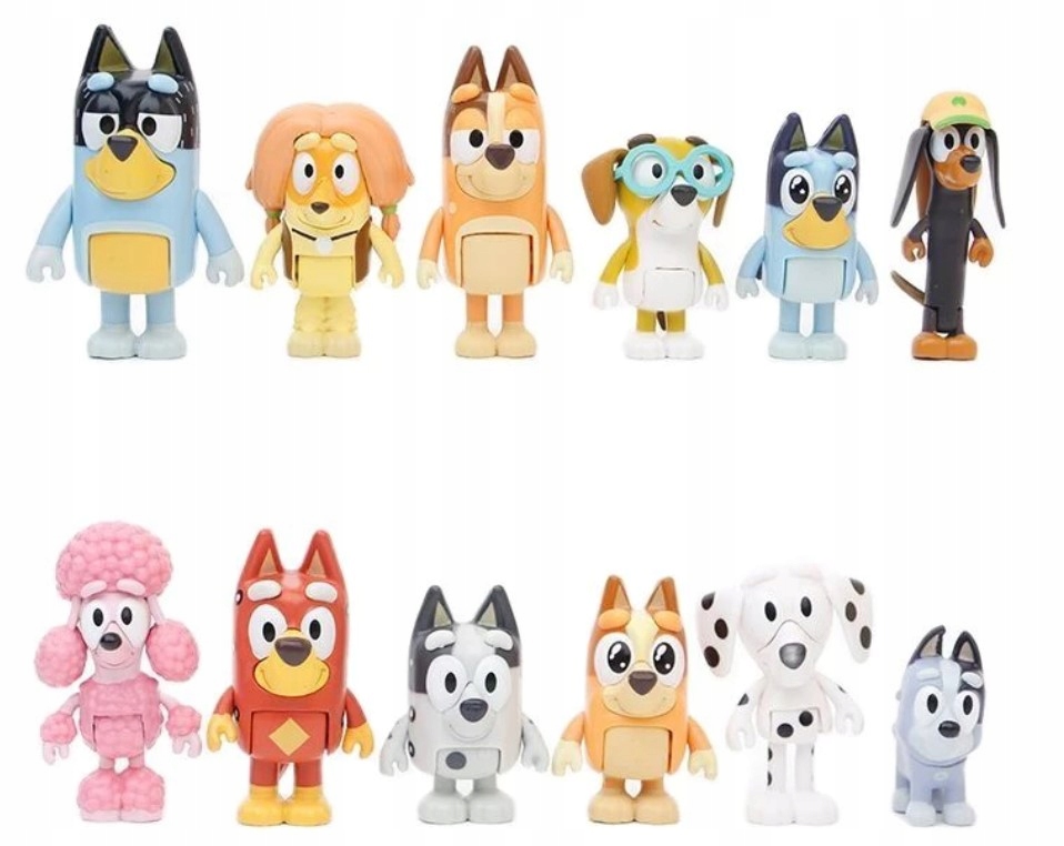 

12x Figurki Bluey Bingo pieski rodzina przyjaciele