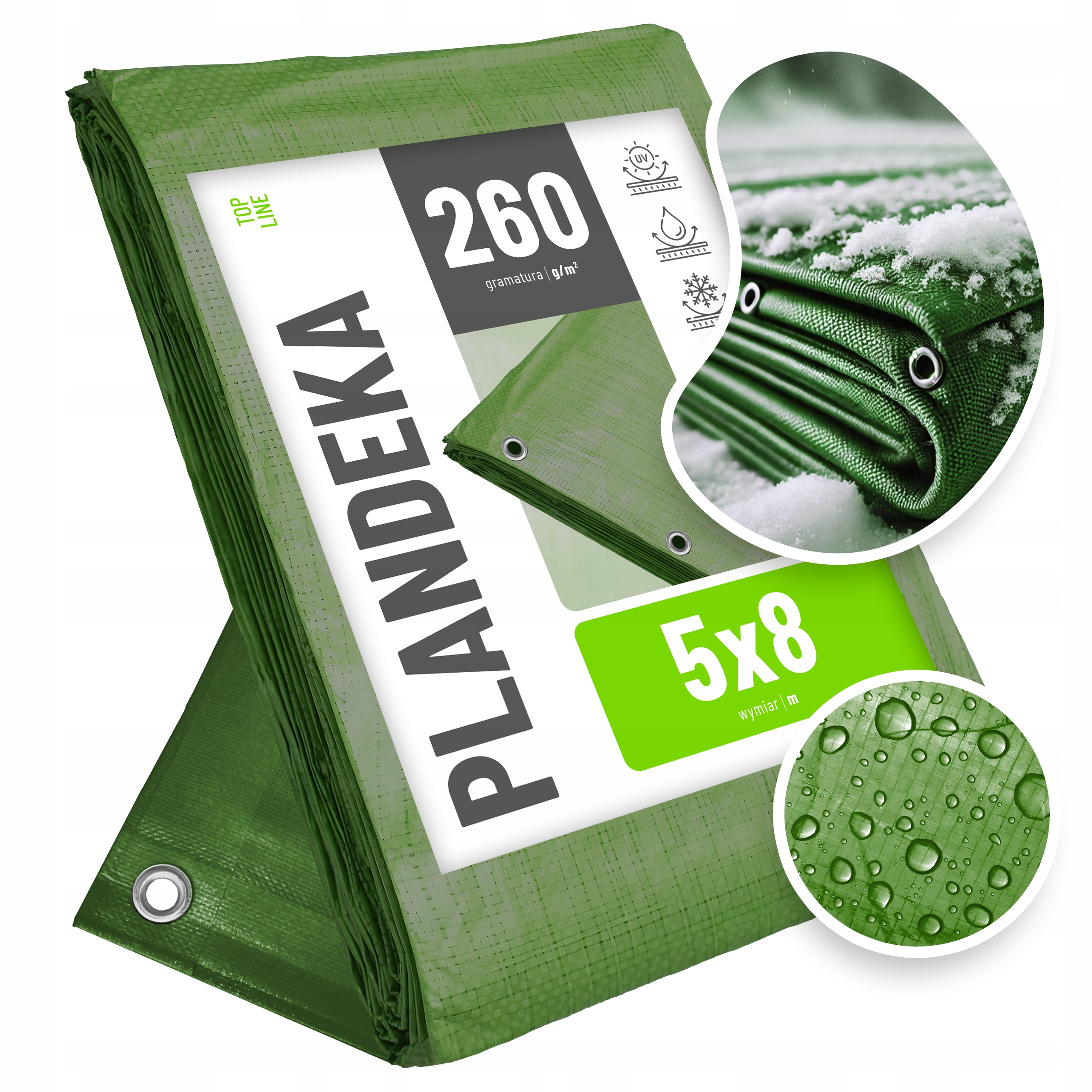 PLANDEKA GRUBA MOCNA PŁACHTA MROZOODPORNA 5X8 UV+ SAMOCHÓD WODOODPORNA