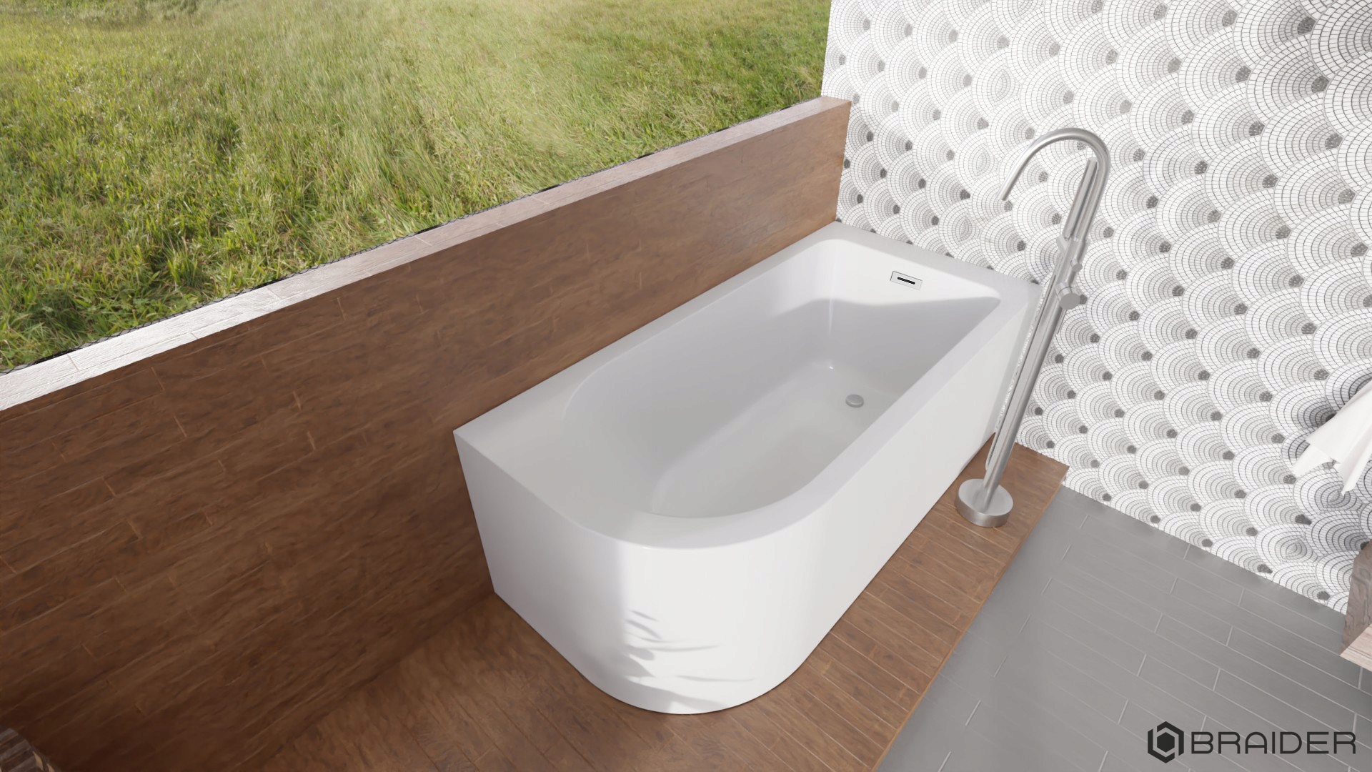 BRAIDER Wanna wolnostojąca narożna dościenna RESTIA LEWA 160 cm biała Marka Braider