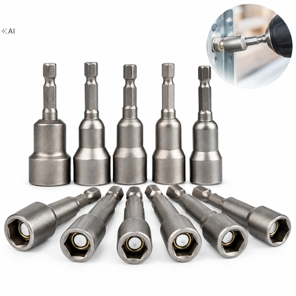 Klucze Nasadowe Magnetyczne Na Wkrętarkę Hex Zestaw 10 Szt. 6-19 mm