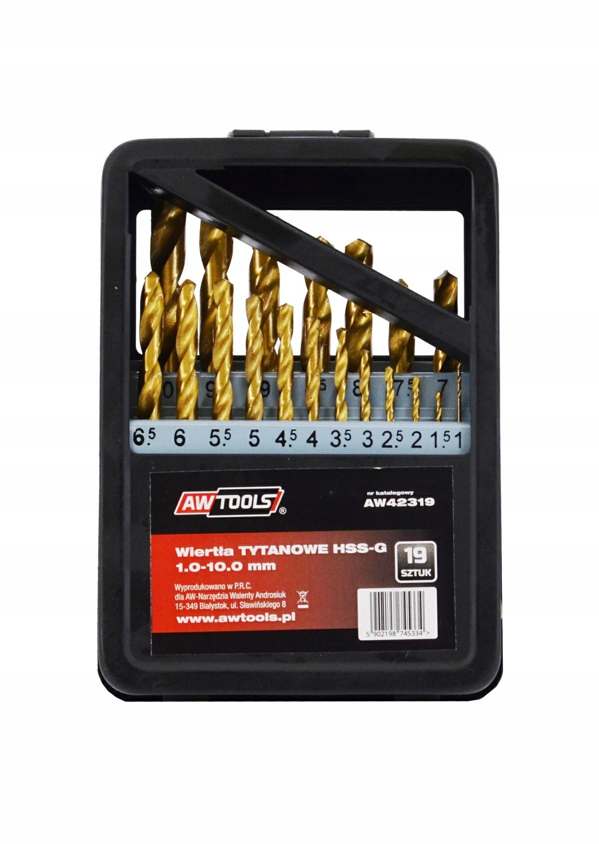 AWTOOLS WIERTŁA DO METALU HSS-G TYTAN KOMPLET 19el