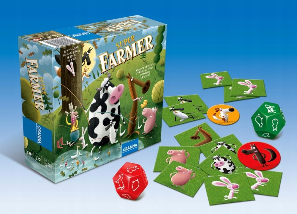 SUPERFARMER - GRA PLANSZOWA RODZINNA 6+ GRANNA Minimalna liczba graczy 2