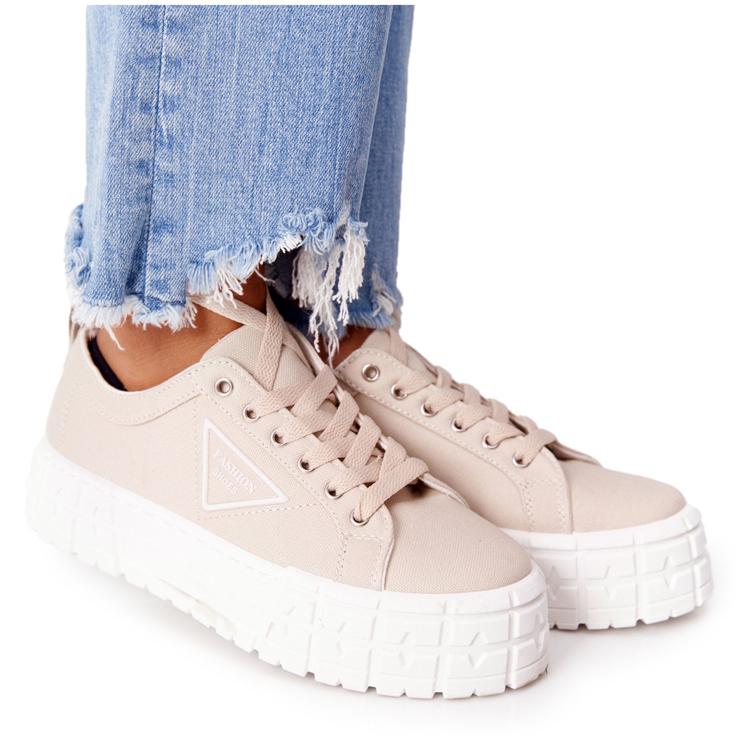 

Beżowy Tkanina Buty Kobiety Trampki r.39