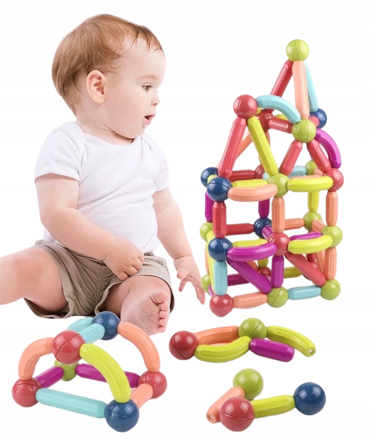 DUŻE KLOCKI MAGNETYCZNE KONSTRUKCYJNE MAGNETIC STICKS 64 sztuk Marka inna