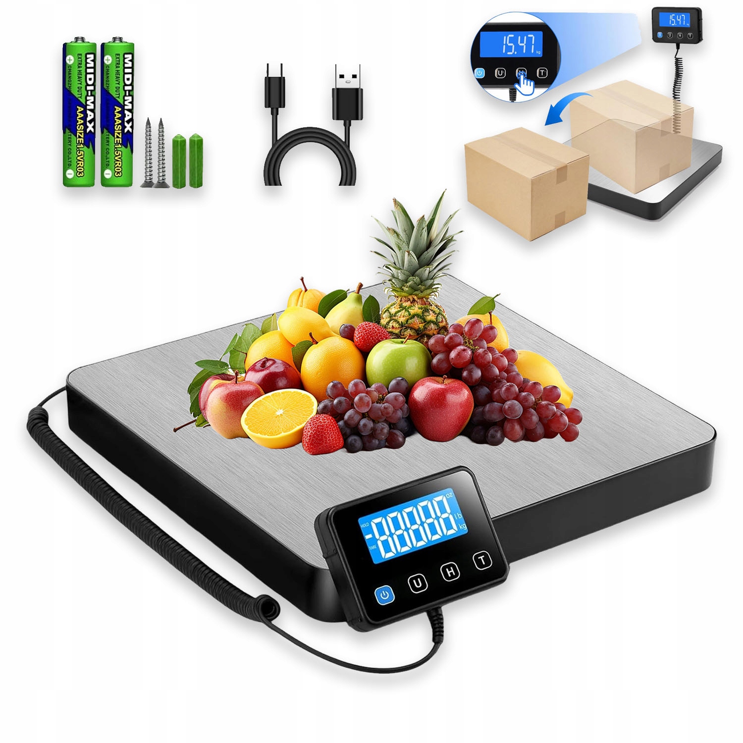 Nerezová Ocel Elektronická Poštovní Balíková Váha 200 Kg LCD displej