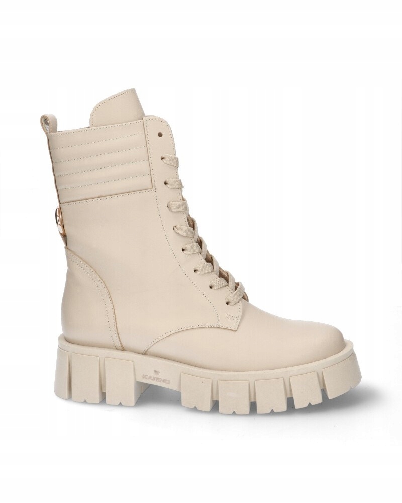 Béžové zateplené kožené kotníkové boty dámské kožené workery Karino 37