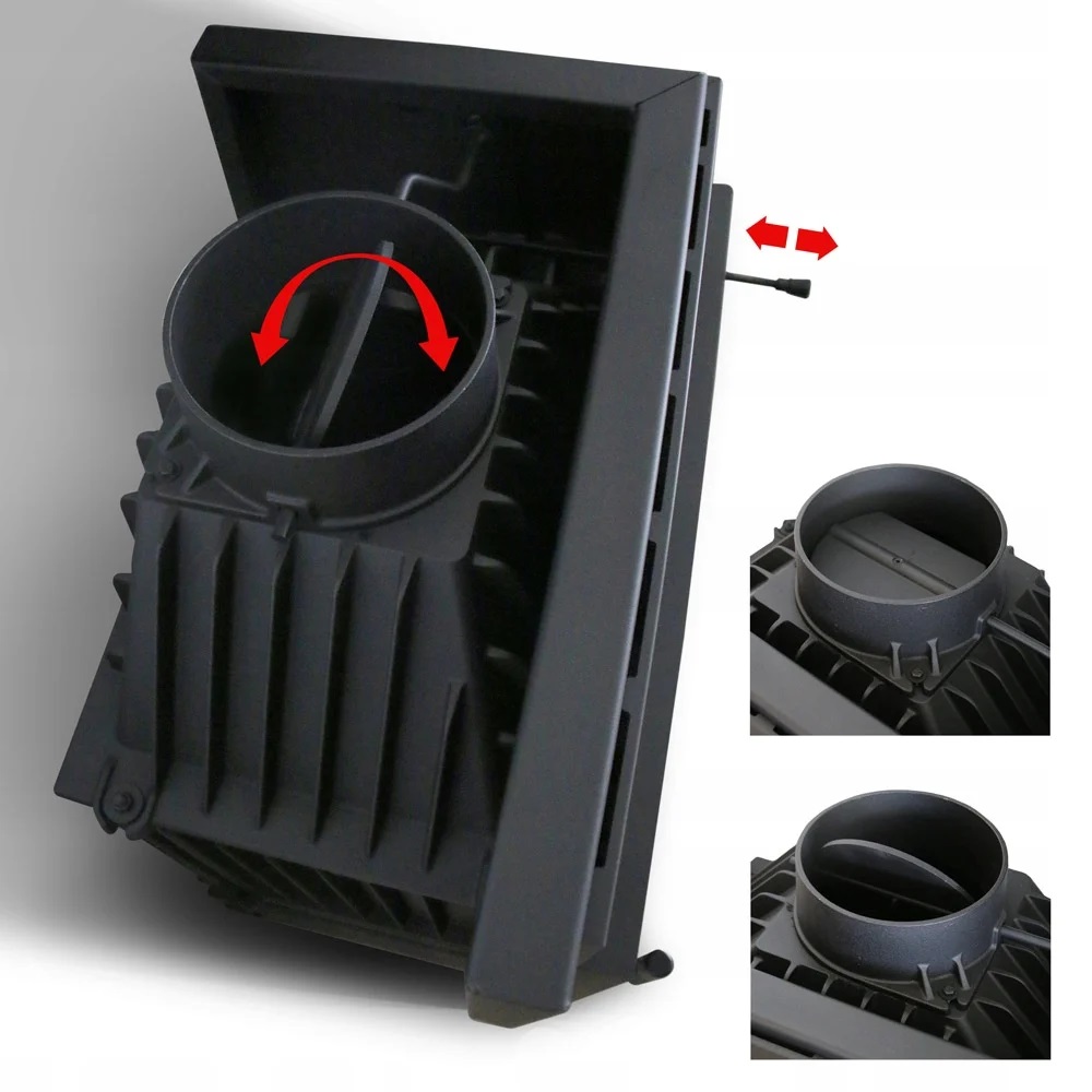 KOMINEK NAROŻNY POWIETRZNY ŻELIWNY SIMPLE PRAWY BS 8KW FI180 Z NORMĄ EKO Głębokość 433 mm