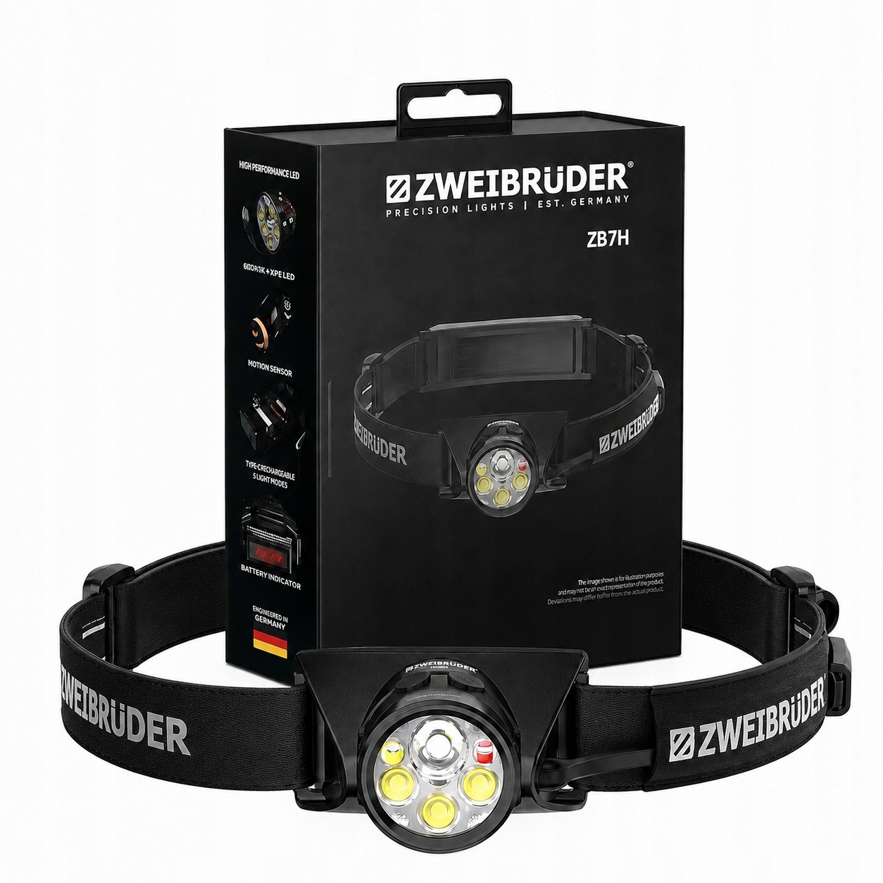 Latarka czołowa Led akumulatorowa ZB7H Zweibrüder 1200 lm Usb mocna