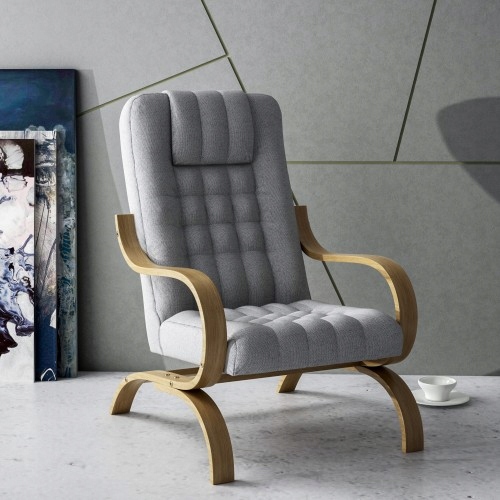 Pikowany Fotel Finka, Fiński do salonu bujany szar