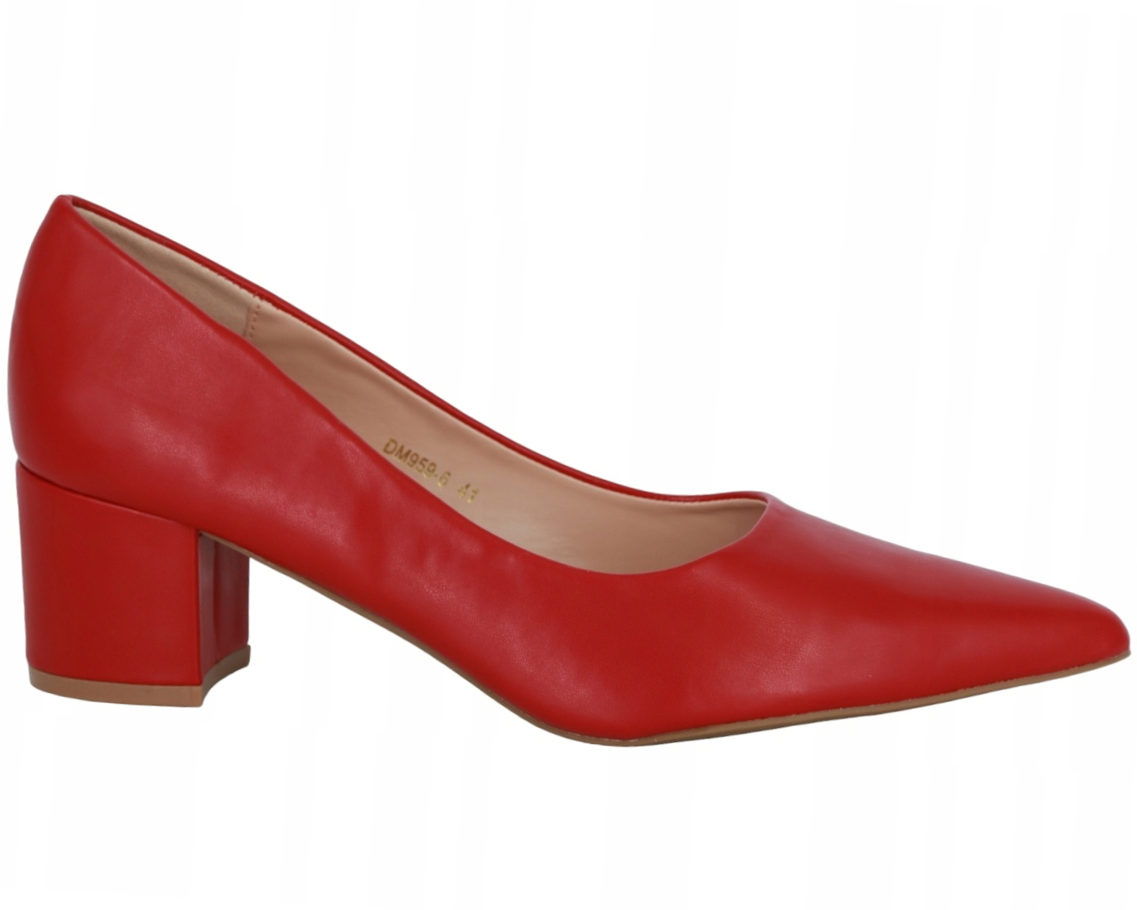 Lodičky Na Nízkém Podpatku Eko Kůže Červené Velké Dámské Velikosti 44