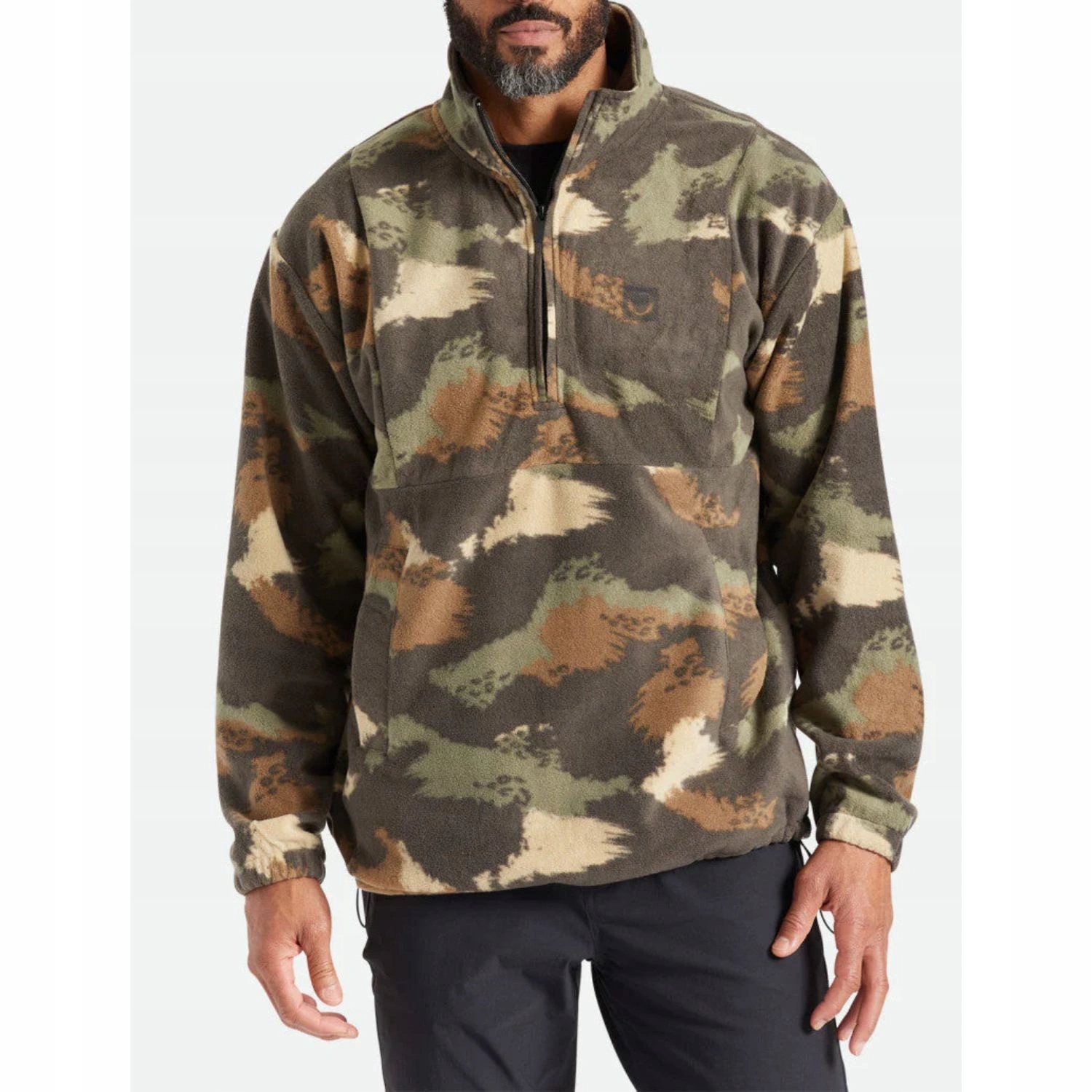 Pánská mikina Brixton se stojáčkem maskáčový a teplým zipem 1/4 vel. M