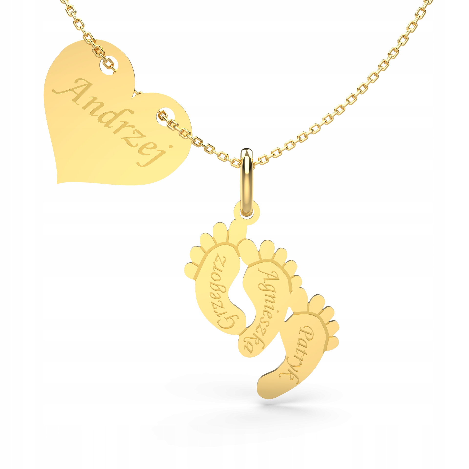 

Złoty Naszyjnik Celebrytka Serce Potrójne Stópki