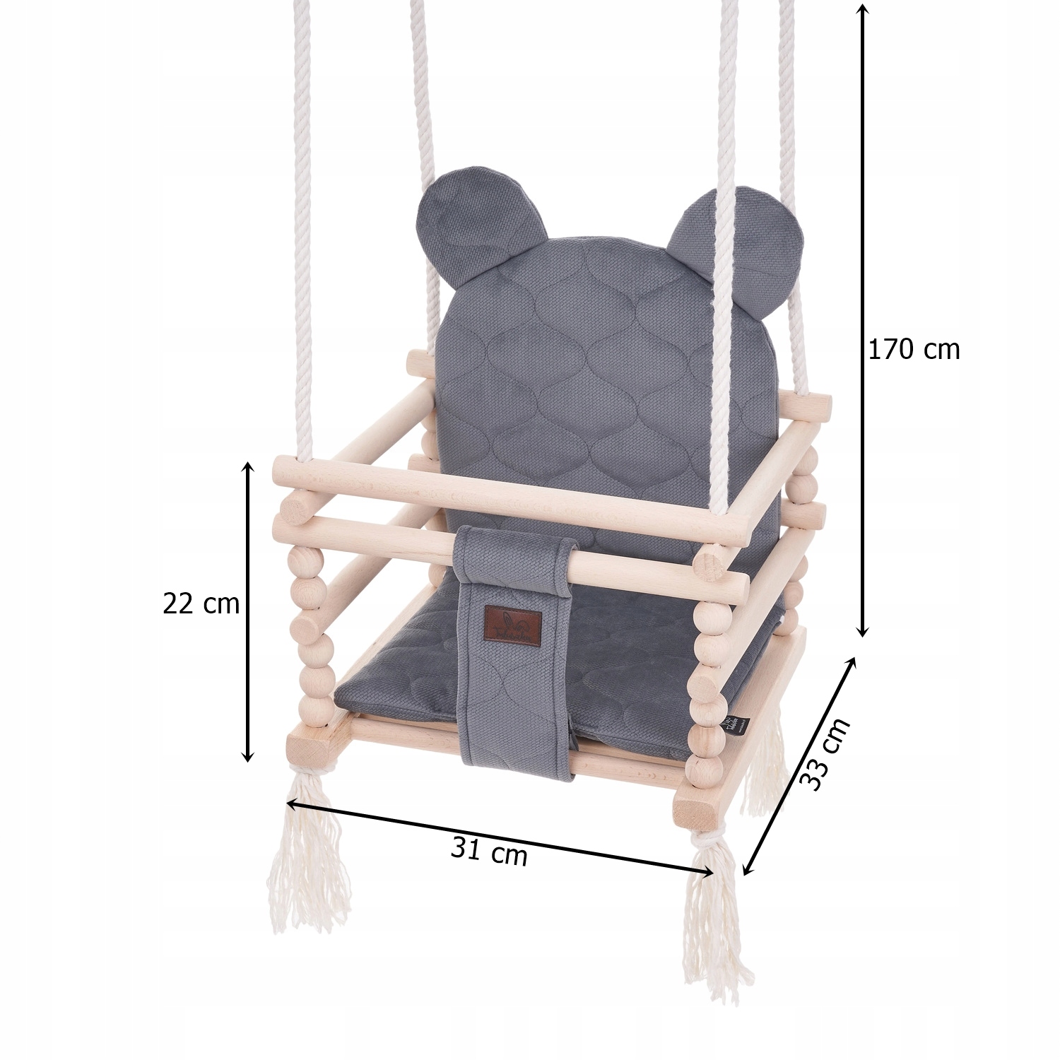 Huśtawka Dla Dzieci Do Pokoju MIŚ 3w1 - Grafitowy 170cm PREZENT NA MIKOŁAJA Rodzaj huśtawka kubełkowa