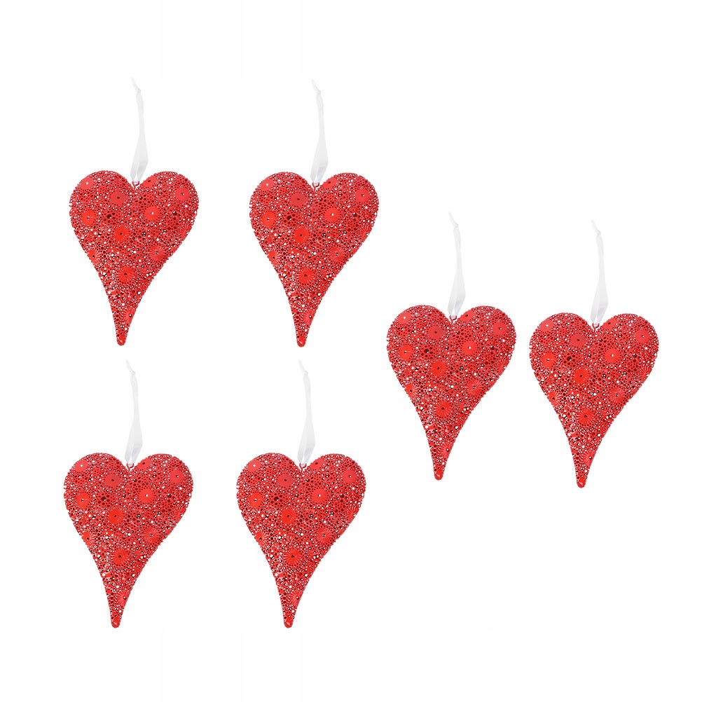 LOVE WISIOREK SZKLANA WISZĄCA OZDOBA SERCA 6 SZT