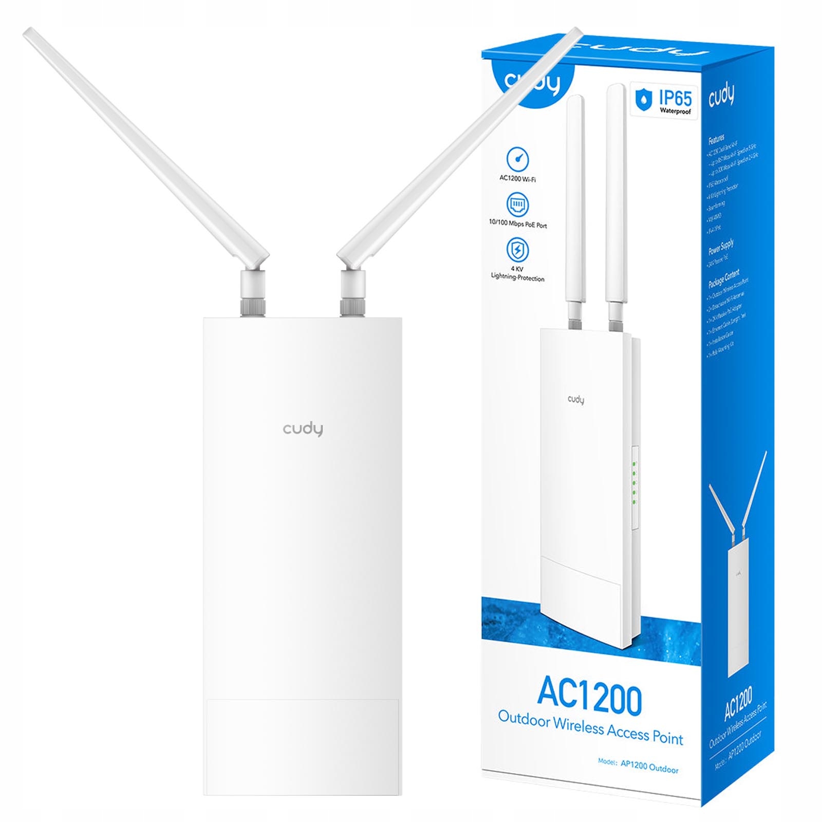 Cudy AP1200 Outdoor access point AC1200 WiFi 2,4/5GHz Mu-mimo PoE zasilacz