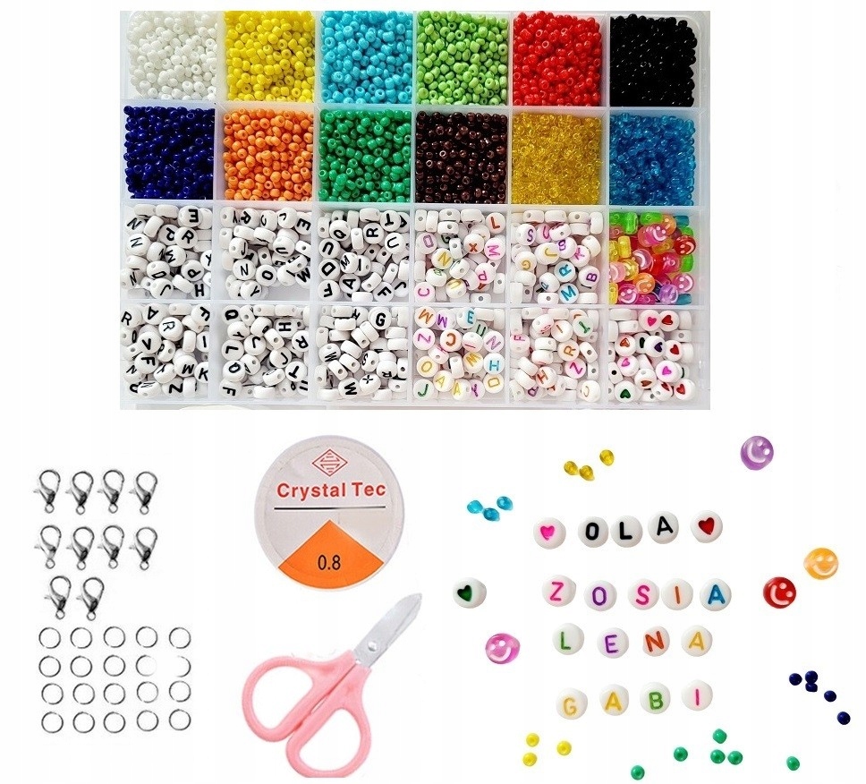 

Zestaw do Robienia Bransoletek Koraliki Literki Sy