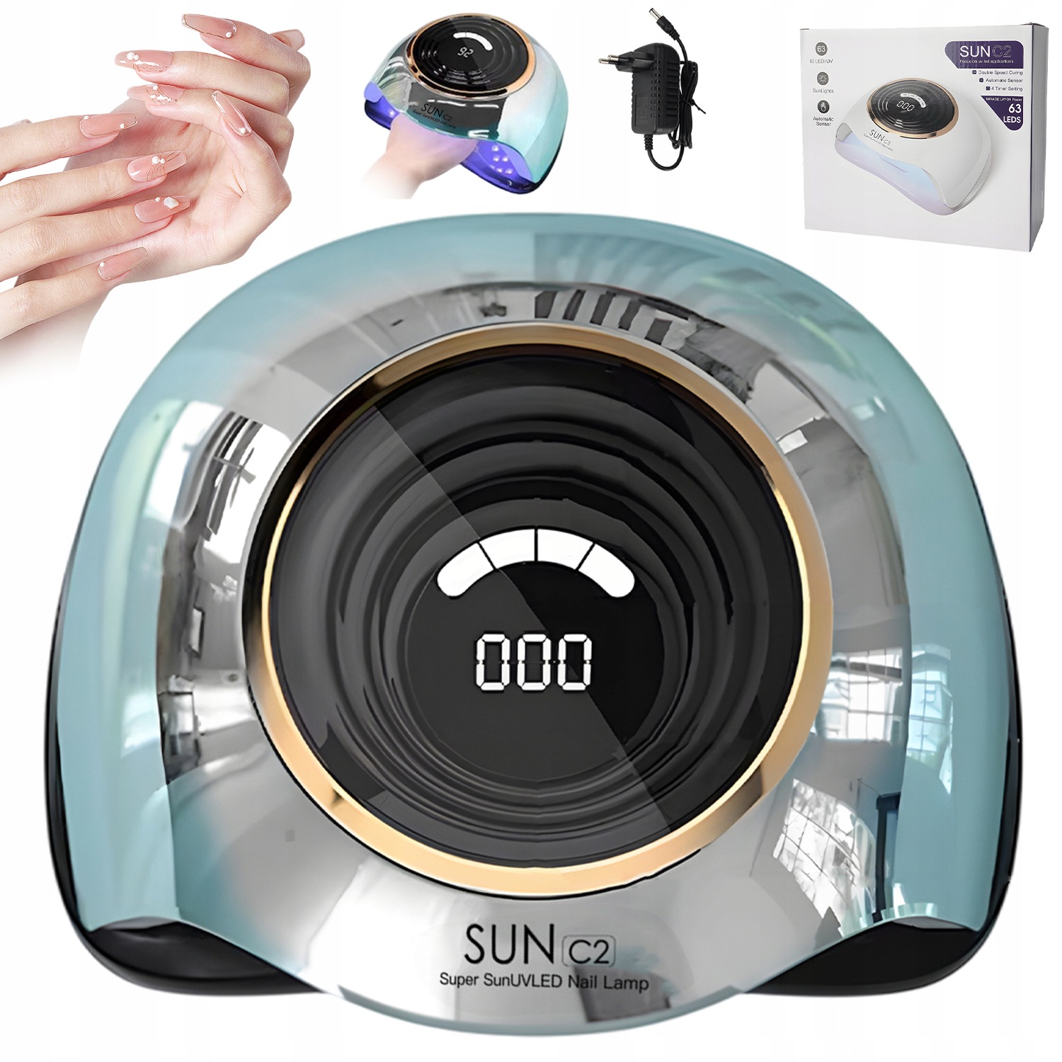 Uv Led Lampa Na Nehty 288W 63 Diod 4 Nastavení Modrá