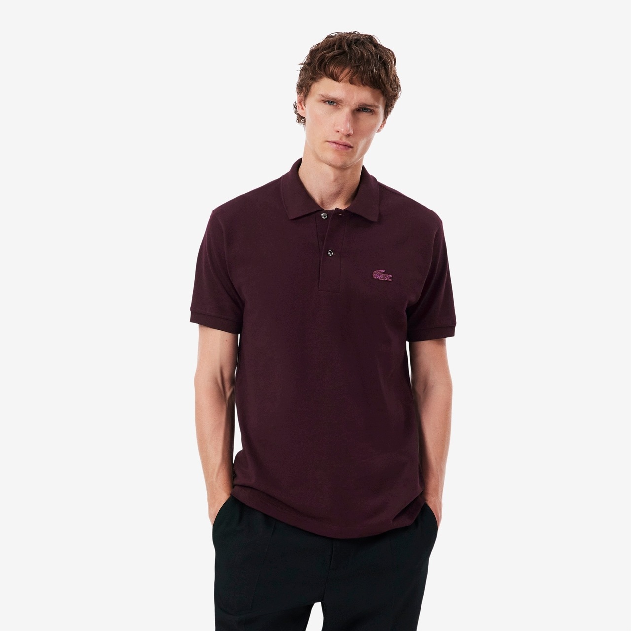 Lacoste Pánská Polokošile PH9920 Marron XXL
