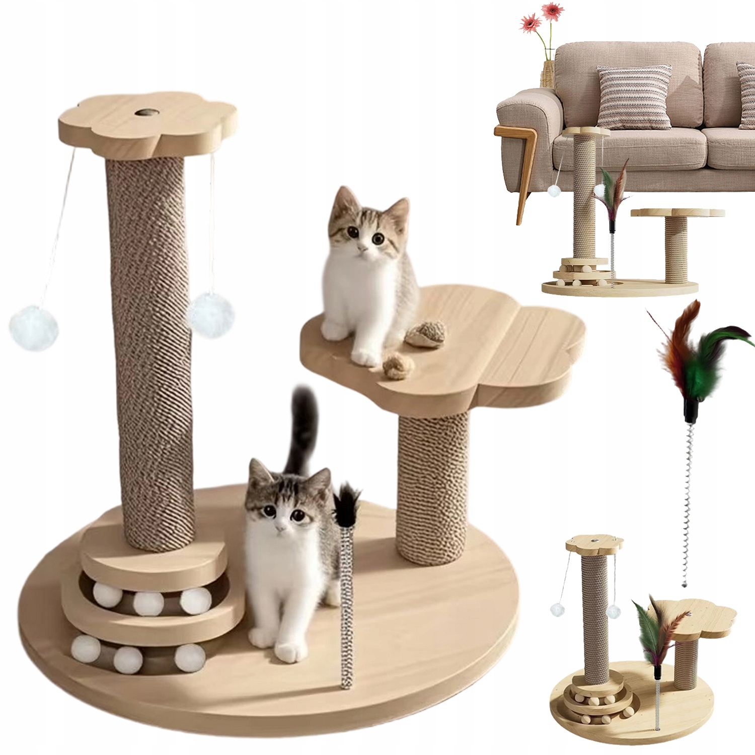 Levně Drapak Pro Kočky Věž Budka Strom Pelíšek Hračka