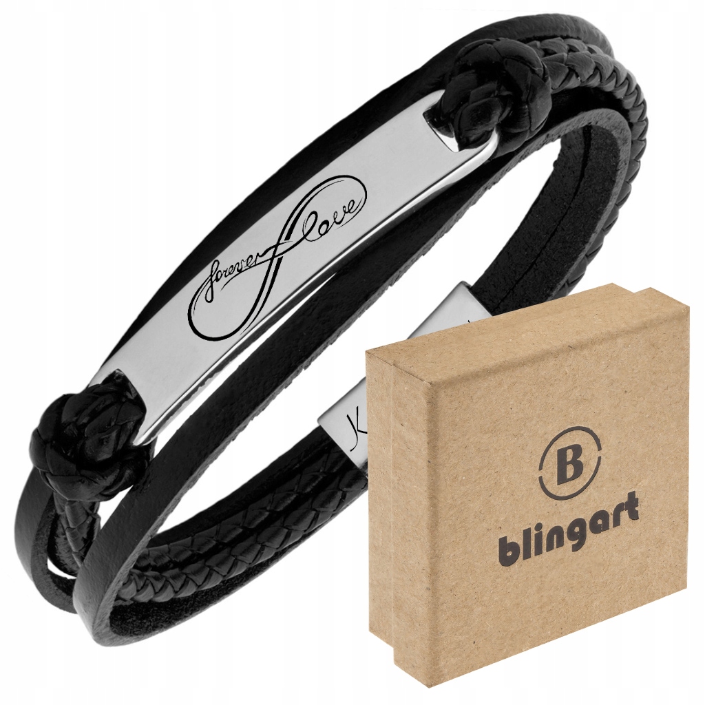 

Bransoletka skórzana damska z Grawerem plecionka