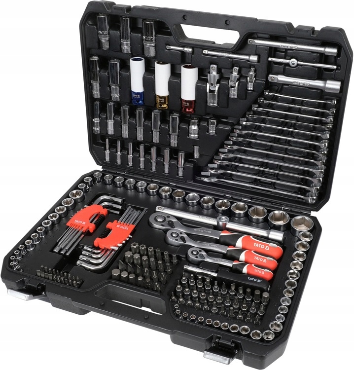 YATO ZESTAW NARZĘDZIOWY 1/4", 3/8", 1/2" KOMPLET 198 ELEMENTÓW YT-38850 EAN (GTIN) 5906083049965