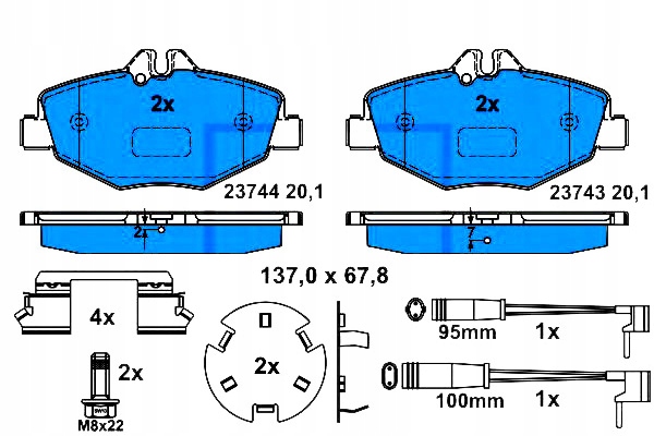 Ate Brzdové Destičky Mercedes Přední W211 02- 220-2