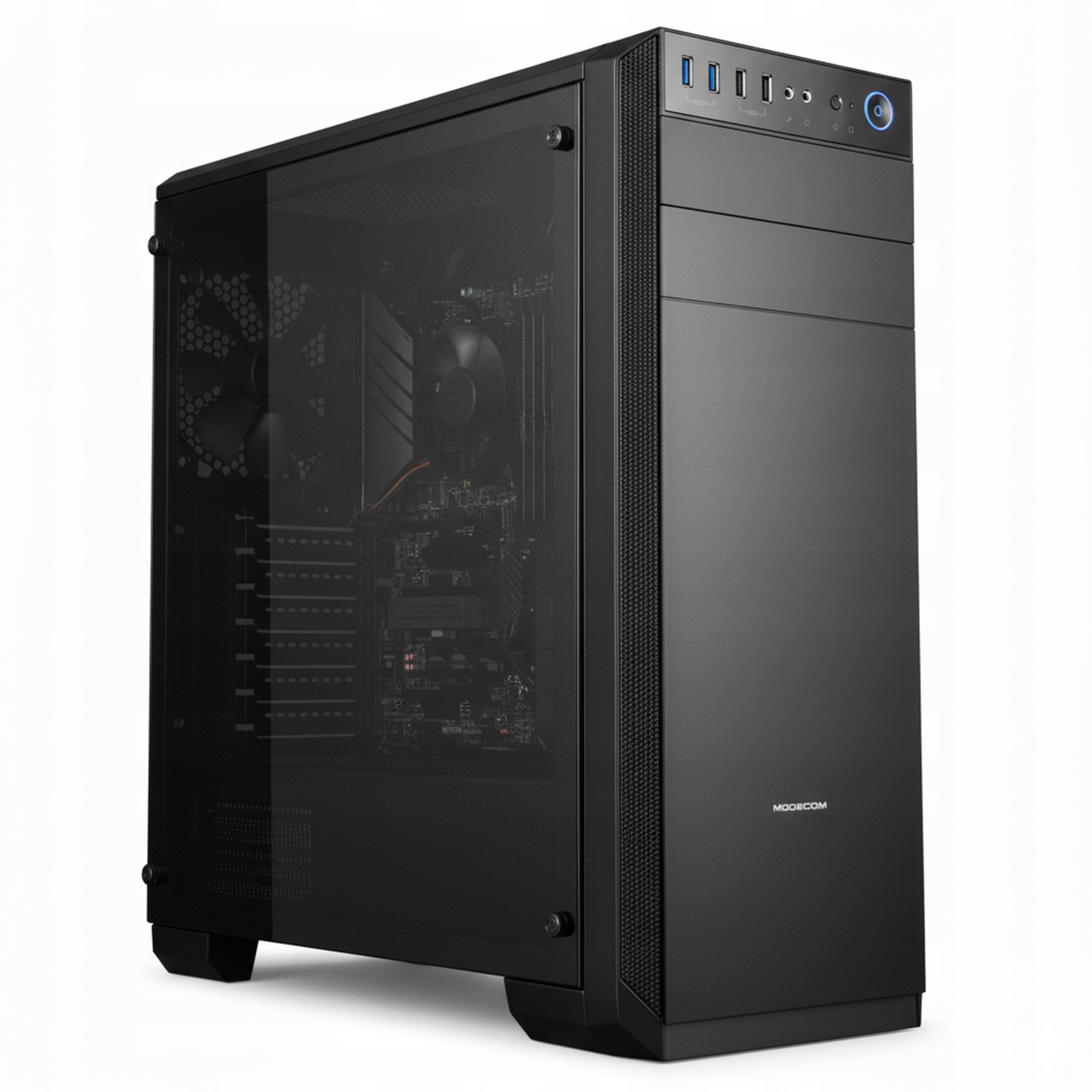 Počítačová Počítačová Skříň Modecom Oberon Pro Glass černá, Midi Tower sklo bočnice