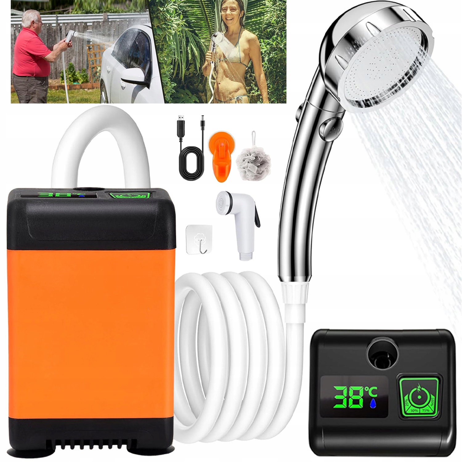 Kempingová Turistická Sprcha Usb Elektrická Pumpa Akumulátor Přenosná