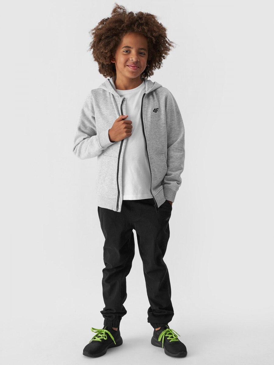 Chłopięca bluza dresowa rozpinana z kapturem 4F 4FJWMM00TSWSM1295 - szara
